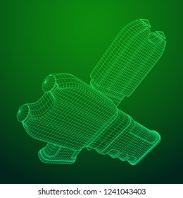 Police electro shocker taser stun gun. Wireframe low poly mesh vector illustration