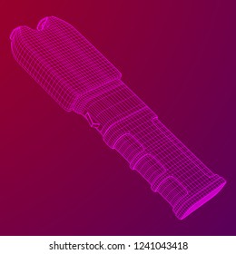 Police electro shocker taser stun gun. Wireframe low poly mesh vector illustration