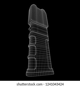 Police electro shocker taser stun gun. Wireframe low poly mesh vector illustration