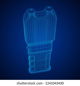 Police electro shocker taser stun gun. Wireframe low poly mesh vector illustration