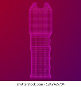 Police electro shocker taser stun gun. Wireframe low poly mesh vector illustration