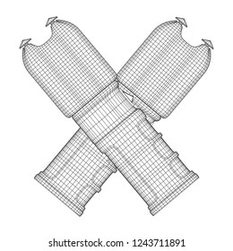 Police electro shocker taser stun gun. Wireframe low poly mesh vector illustration