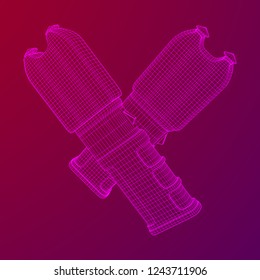 Police electro shocker taser stun gun. Wireframe low poly mesh vector illustration