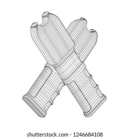Police electro shocker taser stun gun. Wireframe low poly mesh vector illustration