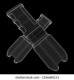 Police electro shocker taser stun gun. Wireframe low poly mesh vector illustration