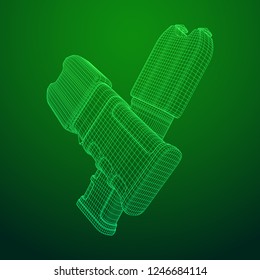 Police electro shocker taser stun gun. Wireframe low poly mesh vector illustration