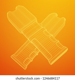 Police electro shocker taser stun gun. Wireframe low poly mesh vector illustration