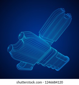 Police electro shocker taser stun gun. Wireframe low poly mesh vector illustration