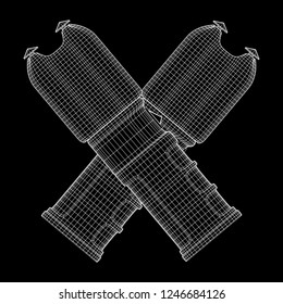 Police electro shocker taser stun gun. Wireframe low poly mesh vector illustration