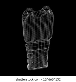 Police electro shocker taser stun gun. Wireframe low poly mesh vector illustration