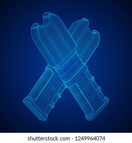 Police electro shocker taser stun gun. Wireframe low poly mesh vector illustration
