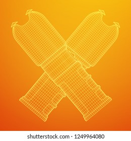 Police electro shocker taser stun gun. Wireframe low poly mesh vector illustration