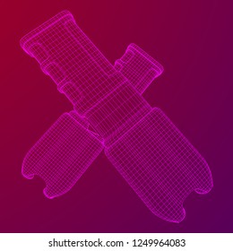Police electro shocker taser stun gun. Wireframe low poly mesh vector illustration