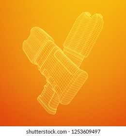 Police electro shocker taser stun gun. Wireframe low poly mesh vector illustration