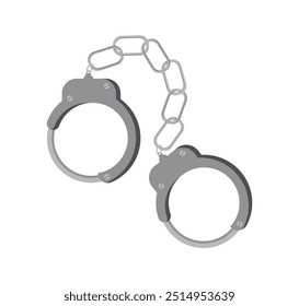 Police elements set. Stainless handcuffs. Officer or policeman equipment. Guard department and legal defending. Social media sticker. Flat vector illustration isolated on white background