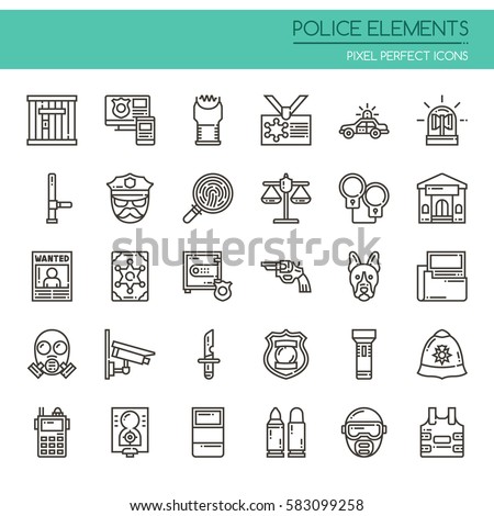 Police Elements  , Thin Line and Pixel Perfect Icons