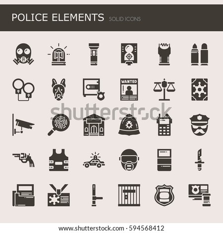 Police Elements , Thin Line and Pixel Perfect Icons