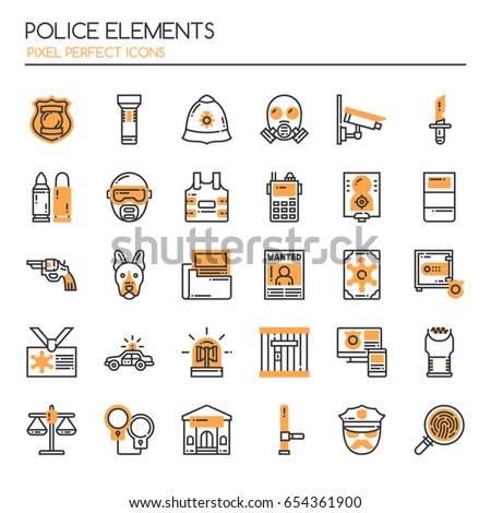 Police Elements  , Thin Line and Pixel Perfect Icons