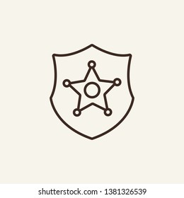 Police emblem line icon. Sheriff, policeman, guard. Justice concept. Vector illustration can be used for topics like law, protection, law enforcement