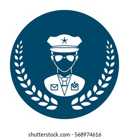 police emblem two tone button icon image vector illustration design 