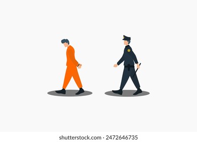 police escort prisoners flat design