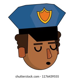 Police face cartoon colorful