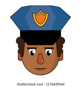 Police face cartoon colorful
