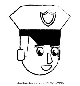 Police face cartoon sketch