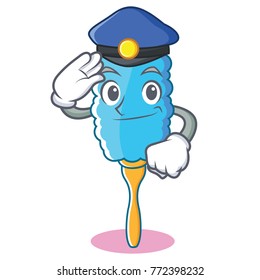 Police feather duster character cartoon