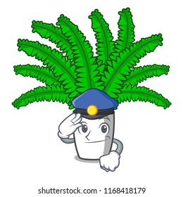 Police fern frond frame decoration on cartoon