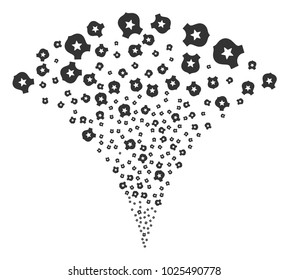 Police festive fountain. Vector illustration style is flat iconic symbols. Object fountain done from random symbols as police fireworks.