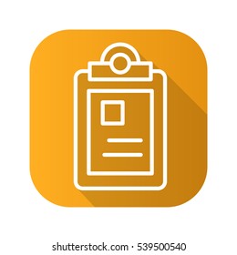 Police file flat linear long shadow icon. Vector line symbol.