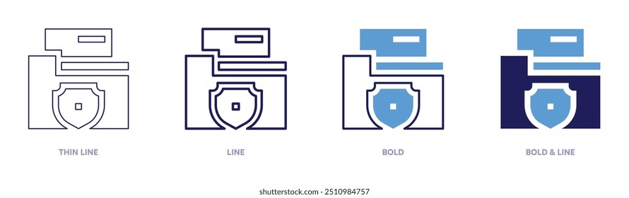 Polizeidatei-Symbol in 4 verschiedenen Stilen. Dünne Linie, Linie, Fett und Fette Linie. Duotone-Stil. Bearbeitbarer Strich.