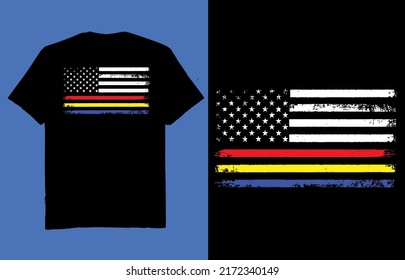 Police Fire 911 Dispatcher 911 - Flag T Shirt Design Vector