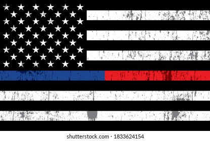 Police and Firefighter American Flag Background Illustration