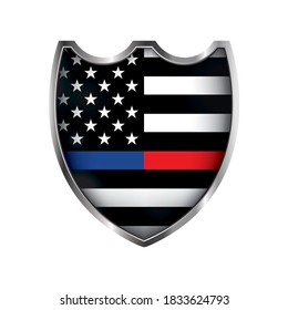 Police and Firefighter American Flag Badge Emblem Illustration