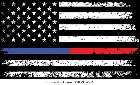 Police And Firefighter American Flag Vector