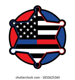 Police and Firefighter Star Badge Illustration