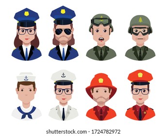  Police ,fireman, soldier, sailor avatars