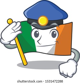 Police flag ireland isolated with the cartoon