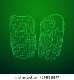Police flak jacket or bulletproof vest. Bullet proof concept. Wireframe low poly mesh vector illustration.