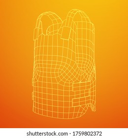 Police flak jacket or bulletproof vest. Bullet proof concept. Wireframe low poly mesh vector illustration.