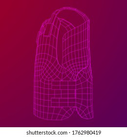 Police flak jacket or bulletproof vest. Bullet proof concept. Wireframe low poly mesh vector illustration.