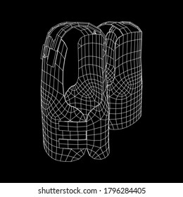 Police flak jacket or bulletproof vest. Bullet proof concept. Wireframe low poly mesh vector illustration.