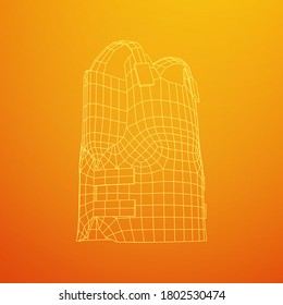 Police flak jacket or bulletproof vest. Bullet proof concept. Wireframe low poly mesh vector illustration.