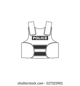 Police flak jacket or bulletproof vest icon flat. Illustration isolated vector sign symbol