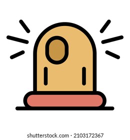 Police flasher icon. Outline police flasher vector icon color flat isolated