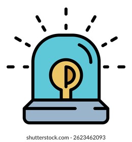 Police flasher icon. Outline police flasher vector icon color flat isolated on white