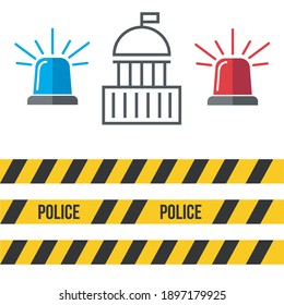 Police flasher sirens set realistic. Siren police light icon flat vector