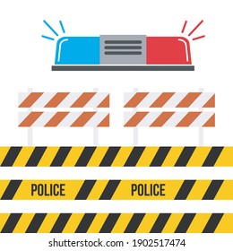 Police flasher sirens set realistic. Siren police light icon flat vector